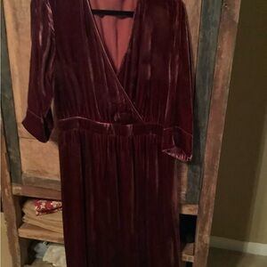 Elegant Burgundy Velvet Dress